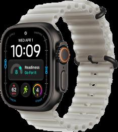Apple Watch Ultra 4 Black Titanium Case with Translucent Gray Ocean Band (MJCT4+MKAQ4)