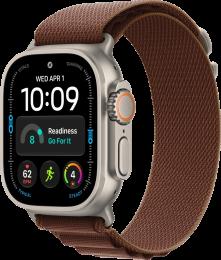Apple Watch Ultra 4 Natural Titanium Case with Burgundy Alpine Loop M (MJCR4+MK7E4)