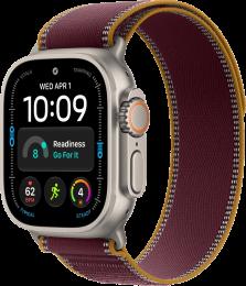 Apple Watch Ultra 4 Natural Titanium Case with Burgundy Trail Loop S/M (MJCR4+MK8G4)