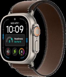 Apple Watch Ultra 4 Natural Titanium Case with Dark Umber Trail Loop M/L (MJCR4+MK8K4)