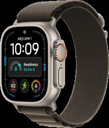 Apple Watch Ultra 4 Natural Titanium Case with Dark Olive Alpine Loop S (MJCR4+MK794)