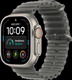 Apple Watch Ultra 4 Natural Titanium Case with Translucent Black Ocean Band (MJCR4+MK7P4)