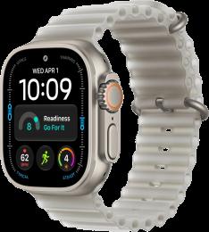Apple Watch Ultra 4 Natural Titanium Case with Translucent Grey Ocean Band (MJAD4)