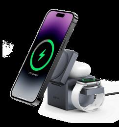 Безпровідна зарядка ANKER MagGo Wireless Charging Station 15W 3-in-1 Cube (Чорний)