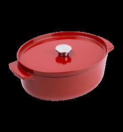 Гусятниця чавунна з кришкою KitchenAid, 30 см, 5,6 л, червона (CC006063-001)