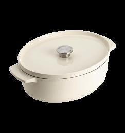 Гусятниця чавунна з кришкою KitchenAid, 30 см, 5,6 л, колір мигдальний крем (CC006062-001)