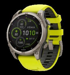 Спортивний годинник Garmin Fenix 8 47mm Solar Sapphire Titanium w. Amp Yellow/Graphite Silicone Band (010-02906-20/21)