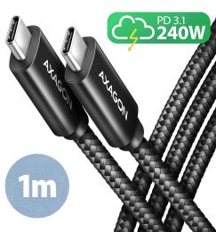 Кабель AXAGON BUCM2-CM10AB USB-C USB-C 2.0, 1м, PD 240W 5A, Чорний