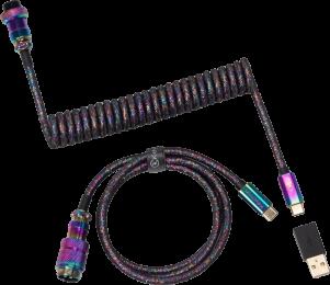 Кабель Type-A/Type-C Keychron Premium Coiled Aviator Cable-Straight Rainbow Palted black
