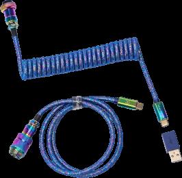 Кабель Type-A/Type-C Keychron Premium Coiled Aviator Cable-Straight Rainbow Palted Blue