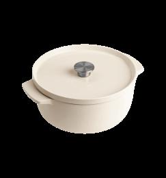 Каструля чавунна з кришкою KitchenAid, 26 см, 5,2 л, колір мигдальний крем (CC006059-001)