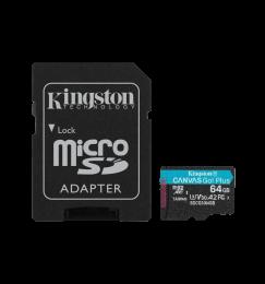 Kingston 64GB microSDXC Canvas Go Plus Gen4 200MB/s A2 U3 V30 Card + Adapter