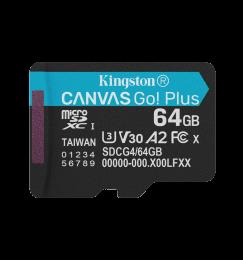 Kingston 64GB microSDXC Canvas Go Plus Gen4 200MB/s A2 U3 V30 Card