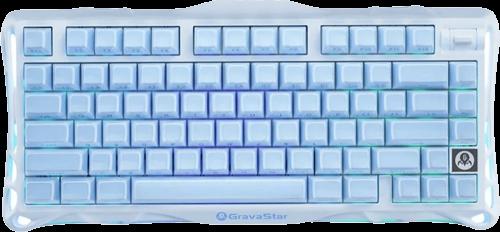 Клавіатура механічна GravaStar Mercury K1 80keys, GravaStar x Kailh Cheery Pink, EN, BT/WL/USB, Ice Blue