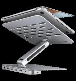 Підставка для ноутбуків AXAGON HMC-STND USB-C 5Гбіт/с алюмінієва підставка - HUB 7in1