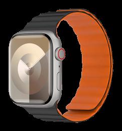 Ремінець Benks Magnetic Silicone Watch Band 38/40/41 mm Black with Orange