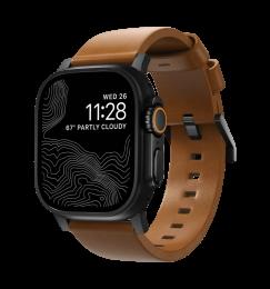 Ремінець Nomad Modern Leather Black Hardware English Tan 46mm/49mm (NM01804185)
