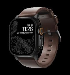 Ремінець Nomad Modern Leather Black Hardware Rustic Brown Horween 46mm/49mm (NM1A4RBM00)