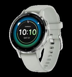Смарт-годинник Garmin Venu 3S Silver S. Steel Bezel w. Sage Gray Case and S. Band (010-02785-01/51)