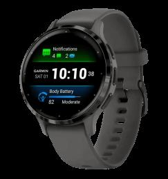 Смарт-годинник Garmin Venu 3S Slate S. Steel Bezel w. Pebble Gray Case and S. Band (010-02785-00)