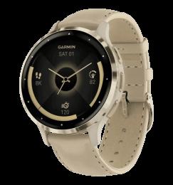 Смарт-годинник Garmin Venu 3S Soft Gold S. Steel Bezel w. French Gray Case and Leather Band (010-02785-55) UA