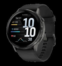 Смарт-годинник Garmin Venu 4 45 mm Slate with Black Silicone Band (010-03014-00)