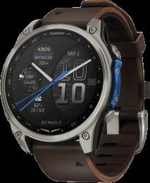 Смарт-годинник Garmin D2 Mach 2 47mm Titanium w. Oxford Brown Leather Band (010-02904-30/31)