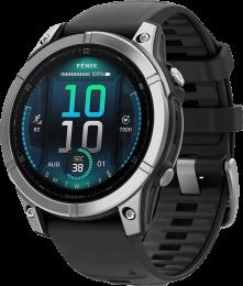 Смарт-годинник Garmin Fenix E 47mm AMOLED Stainless Steel with Black Silicone Band (010-03025-02/00)