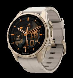 Спортивний годинник Garmin Fenix 8 43mm AMOLED Sapphire Soft Gold with Limestone Leather Band (010-02903-40)