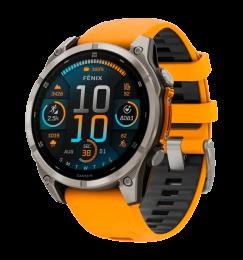Спортивний годинник Garmin Fenix 8 47mm AMOLED Sapphire Titanium w. Spark Orange/Graphite Silicone Band (010-02904-10/11)