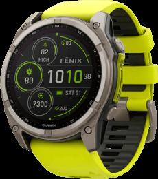 Спортивний годинник Garmin Fenix 8 51mm Solar Sapphire Titanium w. Amp Yellow/Graphite Silicone Band (010-02907-20/21)