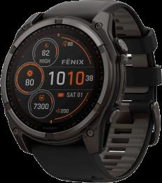 Спортивний годинник Garmin Fenix 8 51mm Solar Sapphire Carbon GrayDLC Titanium w.Black/Pebble GrayS.Band (010-02907-10/11) UA