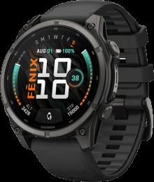 Спортивний годинник Garmin Fenix 9 47mm AMOLED Sapphire Carbon Gray DLC Titanium with Black Silicone Band (010-04762-10)