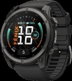 Спортивний годинник Garmin Fenix 9 51mm AMOLED Sapphire Carbon Gray DLC Titanium with Black Silicone Band (010-04763-10)