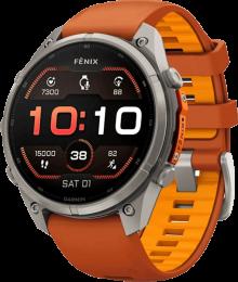 Спортивний годинник Garmin Fenix 9 Pro 47mm AMOLED Sapph.Tit. with Autumn Orange/Spark Orange Silicone Ba (010-04336-05)