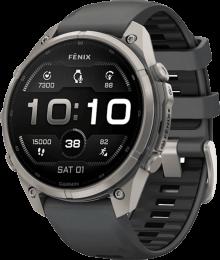 Спортивний годинник Garmin Fenix 9 Pro 47mm AMOLED Sapph.Titanium with Graphite/Black Silicone Band (010-04336-25)