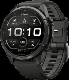 Спортивний годинник Garmin Fenix 9 Pro 43mm AMOLED Sapph.Carbon Gray DLC Titanium with Black/Pebble Gray Silic (010-04335-15)