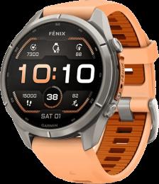 Спортивний годинник Garmin Fenix 9 Pro 43mm AMOLED Sapph.Titanium with Shell Pink/Autumn Orange Silicone Band (010-04335-05)