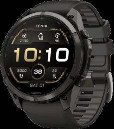 Спортивний годинник Garmin Fenix 9 Pro 51mm AMOLED Sapph Carbon Gray DLC Tit. Black/Pebble Gray Silicon Band (010-04337-15)