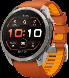Спортивний годинник Garmin Fenix 9 Pro 51mm AMOLED Sapph. Tit. Autumn Orange/Spark Orange Silicone Band (010-04337-05)