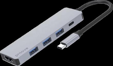 Type-C-Хаб Proove Iron Link 5 in 1 (2*USB3.0 + 2*Type-C + HDMI) (silver)