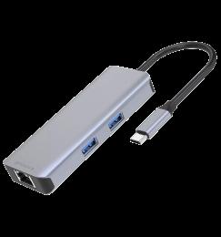Type-C-Хаб Proove Iron Link 6 in 1 (2*USB3.0 + SD/TF + RJ45 + HDMI) (silver)