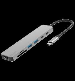 Type-C-Хаб Proove Iron Link 7 in 1 (2*Type-C + 2*USB3.0 + HDMI + SD/TF) (silver)