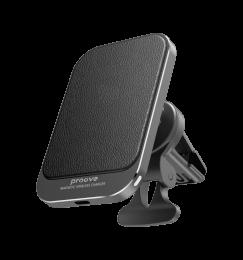 Тримач в машину з Бездротовим ЗП Proove Square Magnetic PRO 15W (metal gray)