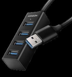 Хаб AXAGON HUE-M1A SuperSpeed USB-A MINI hub, USB-A кабель 20см, Чорний