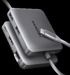 Хаб концентратор AXAGON HMC-5HL USB-C 5Гбіт/с SuperSpeed 5in1 hub, Сірий