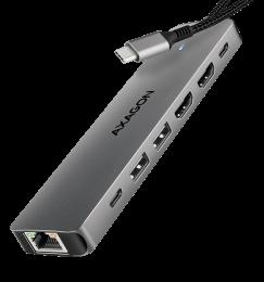ДУБЛЬ Хаб концентратор AXAGON HMC-8HLSA USB-C 5Гбіт/с 9in1 hub, Сірий