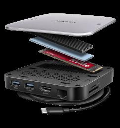 Хаб концентратор AXAGON HMC-UFO USB-C 10Гбіт/с UFO 9in1 hub, Сірий