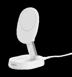 Зарядний пристрій бездротовий Belkin 15Вт Magnetic Stand Qi2, адаптер 20Вт USB-C, білий