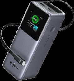 Зовнішній акумулятор UGREEN 165W 20000 mAh Power Bank with Retractable Cable PB726 Cірий (55987B)